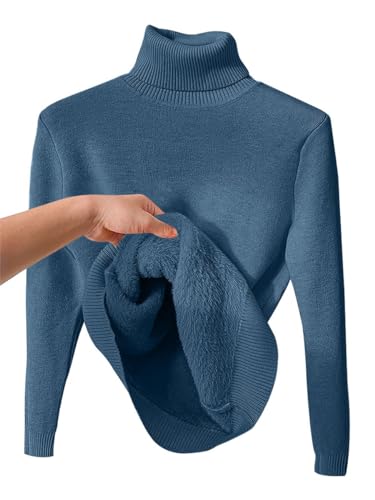 seiveini Rollkragenpullover Damen Slim Fit Strickpullover Damen Warme Plüsch Gefütterte Pulli Frauen Einfarbig Rollkragen Wickelpullover Damen Thermounterwäsche Herbst Winter Basishemd A Blau XL seiveini Rollkragenpullover Damen Slim Fit Strickpullover Damen Warme Plüsch Gefütterte Pulli Frauen Einfarbig Rollkragen Wickelpullover Damen Thermounterwäsche Herbst Winter Basishemd A Blau XL von seiveini
