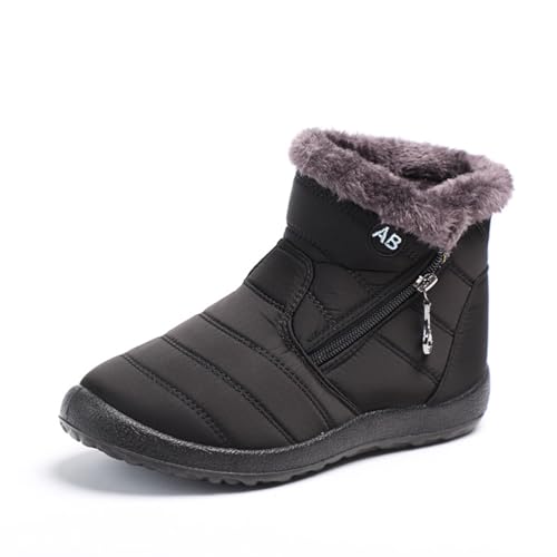 seiveini Winterstiefel Damen Warm Gefütterte Wasserdicht Schneestiefel Winter Fleece Stiefel Elegant Boots Bequem Schuhe Schnürsenkel rutschfest Outdoor Trekking Wandern A Schwarz 36 EU von seiveini