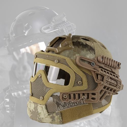 seweoq Schneller Taktischer Helm, Helm Mit Drahtmaske, Einteiliger Integralhelm, Passend for Einen Kopfumfang Von 52–62 cm(Color:HL-20-PJ-AT) von seweoq