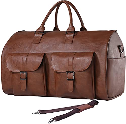 seyfocnia Tragbarer Kleidersack, Herrenkleidersack für Geschäftsreisen, große Lederreisetasche mit Schuhfach - Braun seyfocnia Tragbarer Kleidersack, Herrenkleidersack für Geschäftsreisen, große Lederreisetasche mit Schuhfach - Braun von seyfocnia