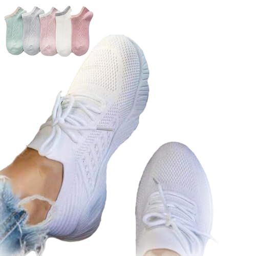 Fortunata Orthopädische Schuhe Für Damen, Fortunata Schuhe, Orthopädische Schuhe Für Damen, Mesh Up Stretch-Schuhe Mit Fußgewölbeunterstützung Und Luftpolster (EU:35,Weiß) von shenyoukong