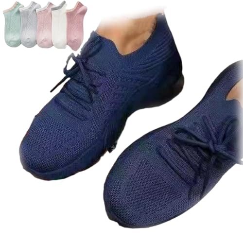 Fortunata Orthopädische Schuhe Für Damen, Fortunata Schuhe, Orthopädische Schuhe Für Damen, Mesh Up Stretch-Schuhe Mit Fußgewölbeunterstützung Und Luftpolster (EU:37,Blau) von shenyoukong