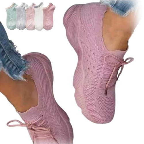 Fortunata Orthopädische Schuhe Für Damen, Fortunata Schuhe, Orthopädische Schuhe Für Damen, Mesh Up Stretch-Schuhe Mit Fußgewölbeunterstützung Und Luftpolster (EU:38,Rosa) von shenyoukong