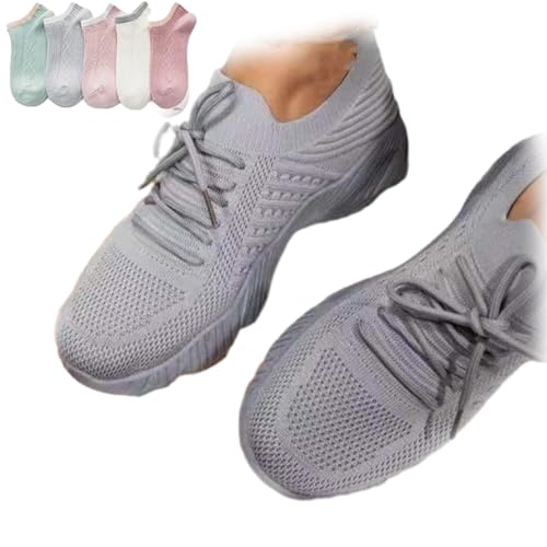 Fortunata Orthopädische Schuhe Für Damen, Fortunata Schuhe, Orthopädische Schuhe Für Damen, Mesh Up Stretch-Schuhe Mit Fußgewölbeunterstützung Und Luftpolster (EU:43,Grau) von shenyoukong