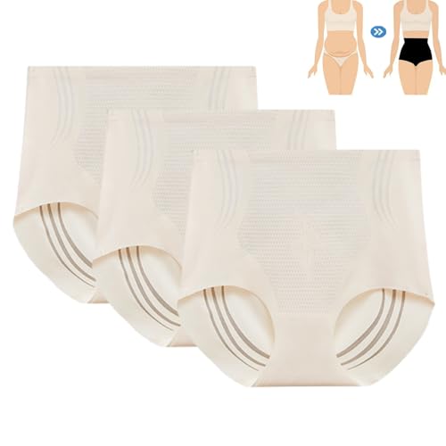 shenyoukong Nahtlose Damen-Höschen Mit Po-Lifting Und Bauchkontrolle, Shapewear-Höschen Mit Bauchkontrolle, Nahtlose Mieder-Höschen, Hoch Taillierte Slips Mit Bauchkontrolle (3-TLG. Beige,M) von shenyoukong