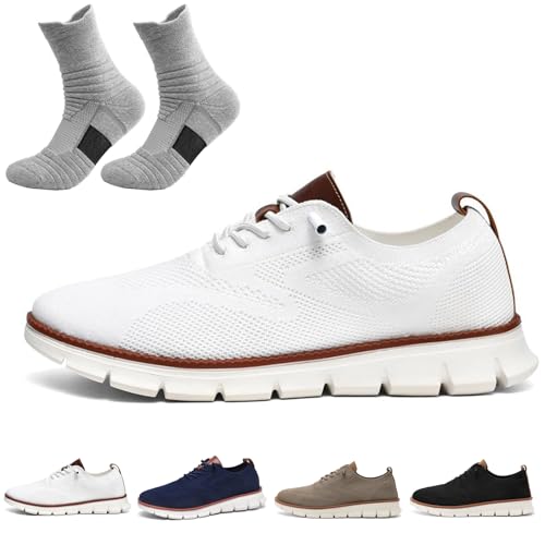 shenyoukong Schuhe Für Herren, Bequeme Orthopädische Herrenschuhe, Slipper Mit Fußgewölbeunterstützung, Oxfords Mit Schnürung, Leichte Freizeitschuhe, Bequeme Abendschuhe Für Herren (Weiß,45) von shenyoukong