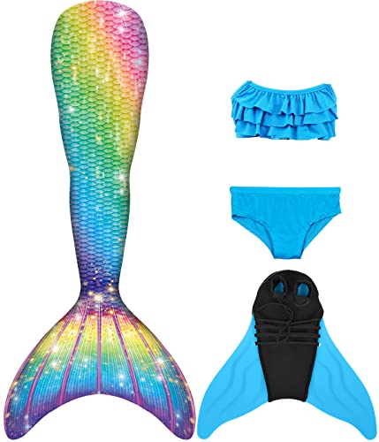 shepretty meerjungfrauenflosse mädchen Neuer Mermaid Tail Badeanzug für Erwachsene und Kinder,xiaolanJCKA09+WJF46-150 von shepretty