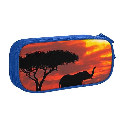 Elefant Sunset Federmäppchen Stifteetui mit Reißverschluss, Blau Große Kapazität Federmäppchen für Schule, Büro und Reisen, blau, Einheitsgröße, Taschen-Organizer von shgwehh