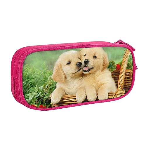 Puppy Golden Retriever Federmäppchen Stifteetui mit Reißverschluss, Blau Große Kapazität Federmäppchen für Schule, Büro und Reisen, rose, Einheitsgröße, Taschen-Organizer von shgwehh