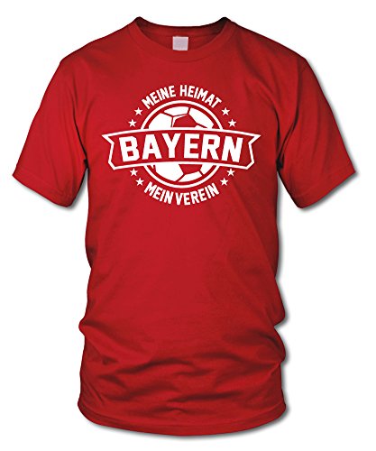 shirtloge - Bayern - Meine Heimat, Mein Verein - Fan T-Shirt - Rot - Größe M von shirtloge