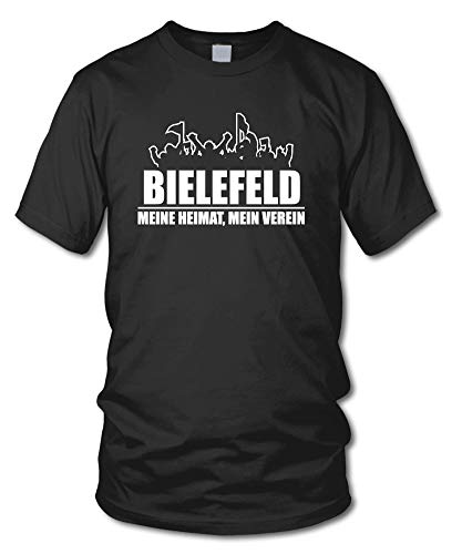 shirtloge - Bielefeld - Fanblock - Meine Heimat, Mein Verein - Fussball Fan T-Shirt - Schwarz - Größe L von shirtloge