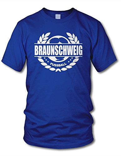 shirtloge - Braunschweig - Fussball Lorbeerkranz - Fan T-Shirt - Royal - Größe XXL von shirtloge