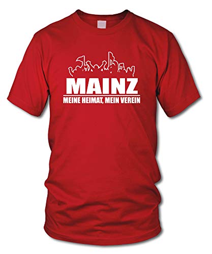 shirtloge - Mainz - Fanblock - Meine Heimat, Mein Verein - Fussball Fan T-Shirt - Rot - Größe XXL von shirtloge