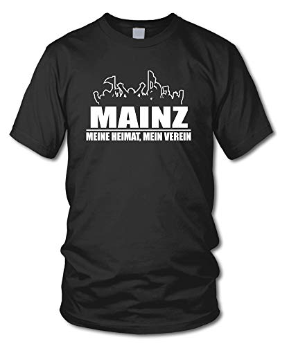 shirtloge - Mainz - Fanblock - Meine Heimat, Mein Verein - Fussball Fan T-Shirt - Schwarz - Größe L von shirtloge