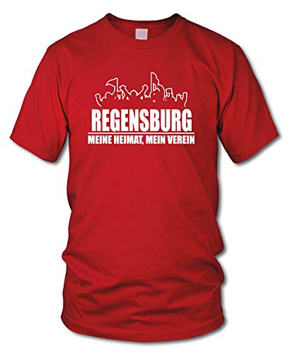 shirtloge - Regensburg - Fanblock - Meine Heimat, Mein Verein - Fussball Fan T-Shirt - Rot - Größe S von shirtloge