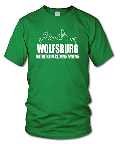 shirtloge - Wolfsburg - Fanblock - Meine Heimat, Mein Verein - Fussball Fan T-Shirt - Grün - Größe S von shirtloge