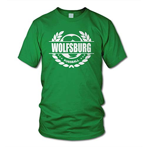 shirtloge - Wolfsburg - Fussball Lorbeerkranz - Fan T-Shirt - Grün - Größe M von shirtloge