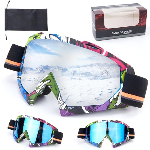 shirylzee Skibrille, Unisex Skibrille fur Herren Damen Jugendliche, Snowboard Brille für Brillenträger Herren Damen, Anti-Beschlag Ski Brille für Snowboarden, Schneemobilfahren von shirylzee