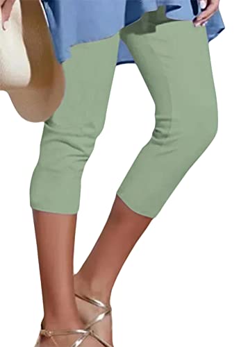 shownicer Damen 3/4 Leggings Große Größe Capri Hose High Waist Frauen Stretch Laufhose Freizeithose Leicht Sommer Dünne Basic Leggins Stoffhose Sommerhose A Grün XL shownicer Damen 3/4 Leggings Große Größe Capri Hose High Waist Frauen Stretch Laufhose Freizeithose Leicht Sommer Dünne Basic Leggins Stoffhose Sommerhose A Grün XL von shownicer