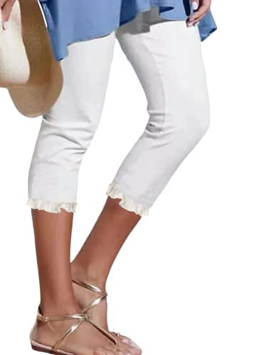 shownicer Damen 3/4 Leggings Große Größe Capri Hose High Waist Frauen Stretch Laufhose Freizeithose Leicht Sommer Dünne Basic Leggins Stoffhose Sommerhose G Weiß XL shownicer Damen 3/4 Leggings Große Größe Capri Hose High Waist Frauen Stretch Laufhose Freizeithose Leicht Sommer Dünne Basic Leggins Stoffhose Sommerhose G Weiß XL von shownicer