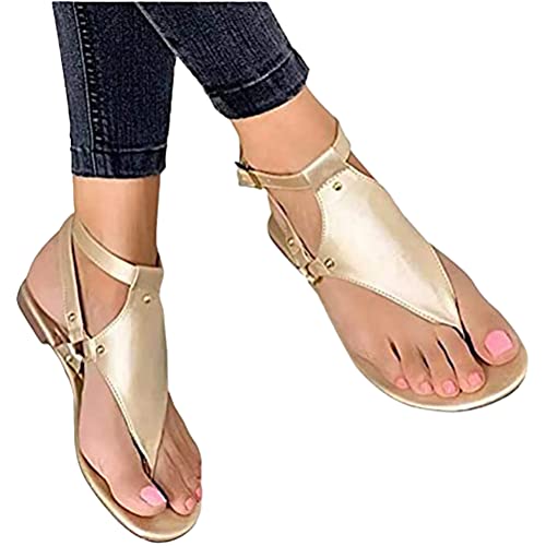 shownicer Damen Flip Flops Flache Sandalen Elegant Rom Sandalette Sommerschuhe Open Toe Römersandalen Schnallenriemen Sandalen Gold 39 EU shownicer Damen Flip Flops Flache Sandalen Elegant Rom Sandalette Sommerschuhe Open Toe Römersandalen Schnallenriemen Sandalen Gold 39 EU von shownicer