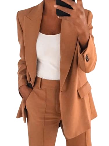 shownicer Damen Hosenanzug Elegant Business Anzug Set Revers Büro Blazer Hose 2-teilig Anzug Zweiteiler Slimfit Festlich Sportlich Streetwear A Khaki L shownicer Damen Hosenanzug Elegant Business Anzug Set Revers Büro Blazer Hose 2-teilig Anzug Zweiteiler Slimfit Festlich Sportlich Streetwear A Khaki L von shownicer