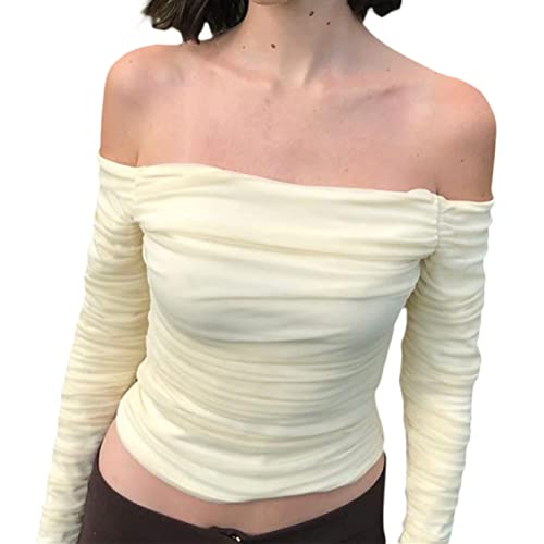 shownicer Damen Rückenfrei T-Shirt Y2K Langarm Crop Top Sexy Rücken Oberteile Y2K Party Cropped Tee Shirts Teenage Aesthetic Mädchen Outfits Rundhals Langarmshirt Streetwear H Gelb S shownicer Damen Rückenfrei T-Shirt Y2K Langarm Crop Top Sexy Rücken Oberteile Y2K Party Cropped Tee Shirts Teenage Aesthetic Mädchen Outfits Rundhals Langarmshirt Streetwear H Gelb S von shownicer