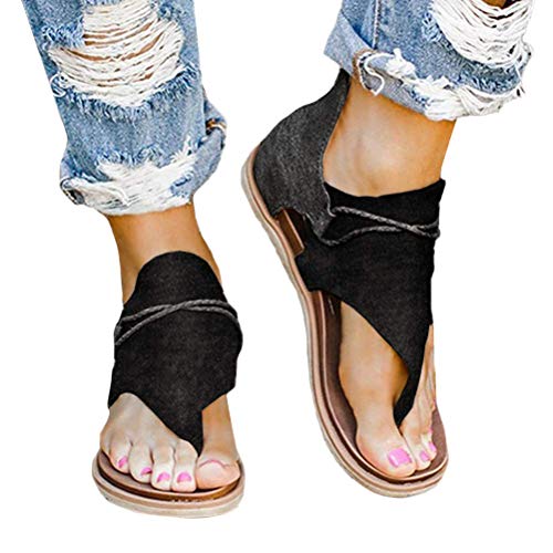 shownicer Damen Sandalen Mode Sommer Leopard Schlange Zebradruck Reißverschluss Strandsandalen Flache Schuhe Round Toe Flip Flops Sommersandalen Schwarz 36 EU von shownicer