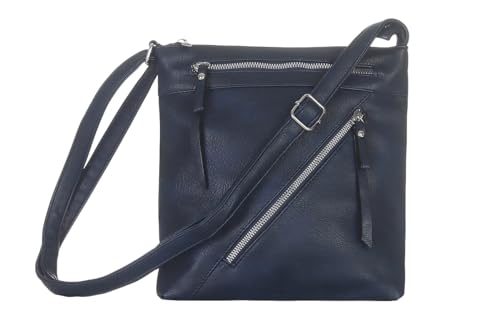 Handtasche Damen Moderne Schultertasche Umhängetasche mit Reißverschluss Shopper Beutel mit verstellbaren Riemen 20205 (Navy) von simaranda