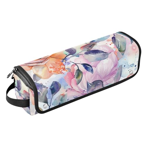 Reise-Werkzeugtasche mit herausnehmbarer, hitzebeständiger Matte, abnehmbarer Haarstyling-Zubehör-Organizer für Glätteisen, Lockenstab, Haartrockner, Aquarellblumen, Reisezubehör, Aquarell Blumen, 1 von siphylline