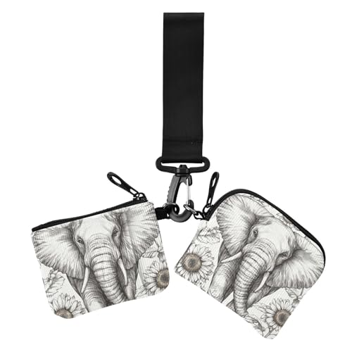 Sketch Elephant Art Dual Coin Purse Credit Card Holder Wallet Large Capacity ID Card Holders Protector with Wristlet Strap for Woman 2 Pcs Sketch Elephant Art Dual Coin Purse Credit Card Holder Wallet Large Capacity ID Card Holders Protector with Wristlet Strap for Woman 2 Pcs von siphylline