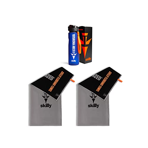skilly Fitness Set I 2x Fitness Handtuch und 1x Trinkflasche I Funktionshandtuch für Fitnessstudio I Sportflasche mit Klick Verschluss | Flasche BPA frei skilly Fitness Set I 2x Fitness Handtuch und 1x Trinkflasche I Funktionshandtuch für Fitnessstudio I Sportflasche mit Klick Verschluss | Flasche BPA frei von skilly