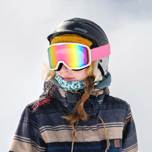 skyrabbiter Unisex Skibrille für Damen und Herren, Doppelwandige Anti-Beschlag-Skibrille, 100% UV-Schutz skibrille für brillenträger, Anti-Nebel Snowboard Brille Ski Goggles für alle Skistärken (A) von skyrabbiter