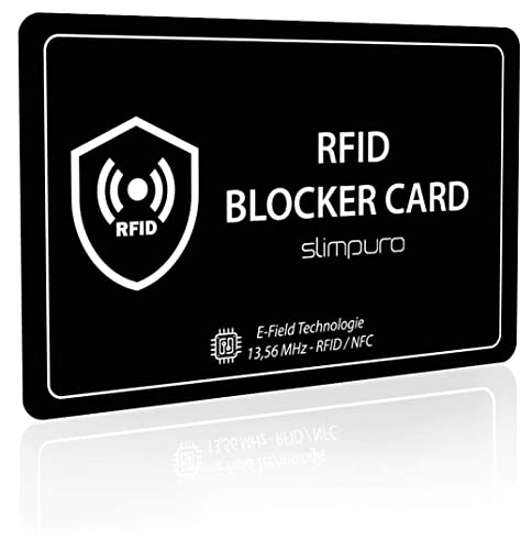 slimpuro RFID Blocker Karte DEKRA Geprüft - NFC Schutzkarte - Schutz vor Datendiebstahl - dünne Karte mit 0,8mm geeignet für Jede Geldbörse von slimpuro