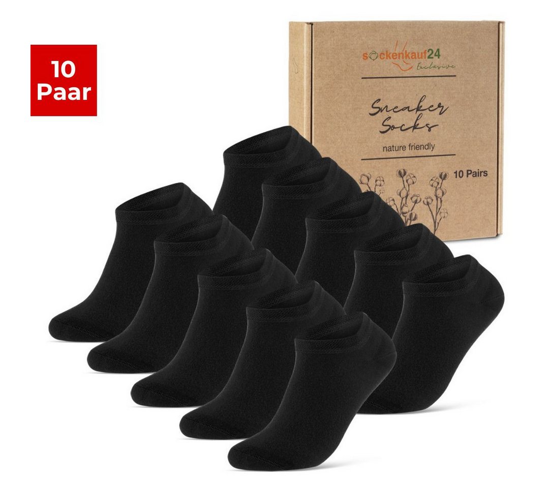 sockenkauf24 Sneakersocken 10 Paar Premium Sneaker Socken Herren & Damen aus (Schwarz, 35-38) gekämmter Baumwolle ohne drückende Naht (Exclusive Line) - 70102T WP von sockenkauf24