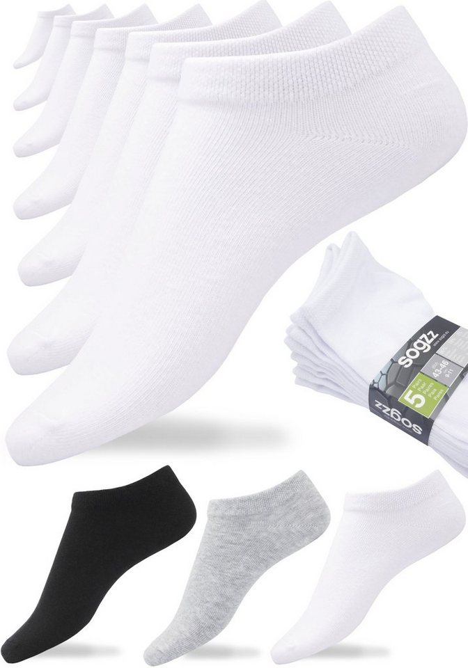 sogzz Sneakersocken 5-60 Paar Sneaker Socken 80% Baumwolle Damen Herren Weiß Schwarz Grau (10-Paar) von sogzz