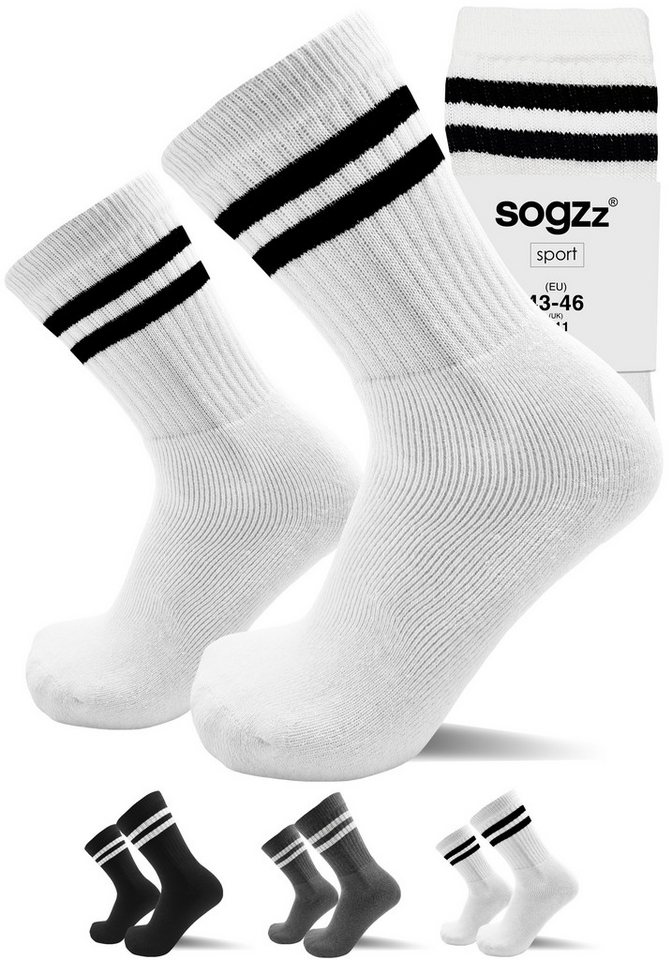 sogzz Tennissocken 4-16 Paar Sportsocken Gr. 35-50 Schwarz Weiss Dunkelgrau Herren Damen (Tennis Sport Socken Streifen - Basic Stripes, 8-Paar) von sogzz