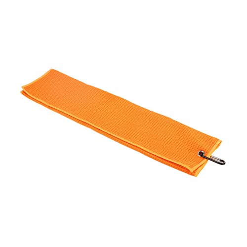 sojupcal Mikrofaser-Golfhandtuch, Waffelmuster, Fitness-Schweißabsorptionshandtücher mit Karabiner-Clip für Übungssportarten, für Golftasche mit Karabiner-Clip (Orange) von sojupcal