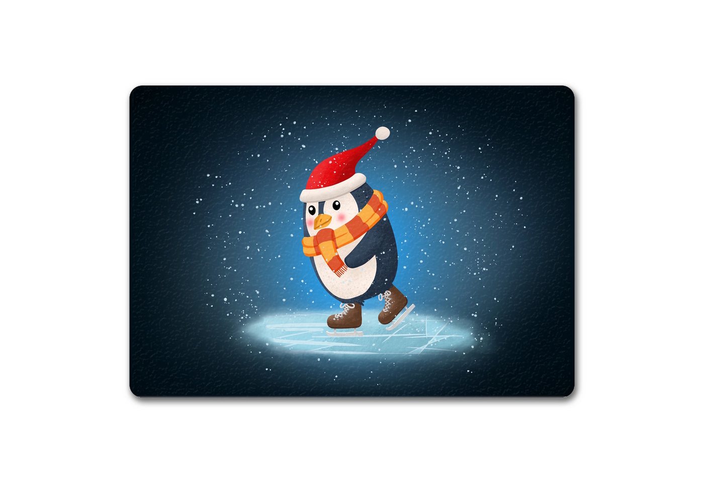 Fußmatte Pinguin mit Weihnachtsmütze und Schlittschuhen Fußmatte in 35x50 cm, speecheese von speecheese