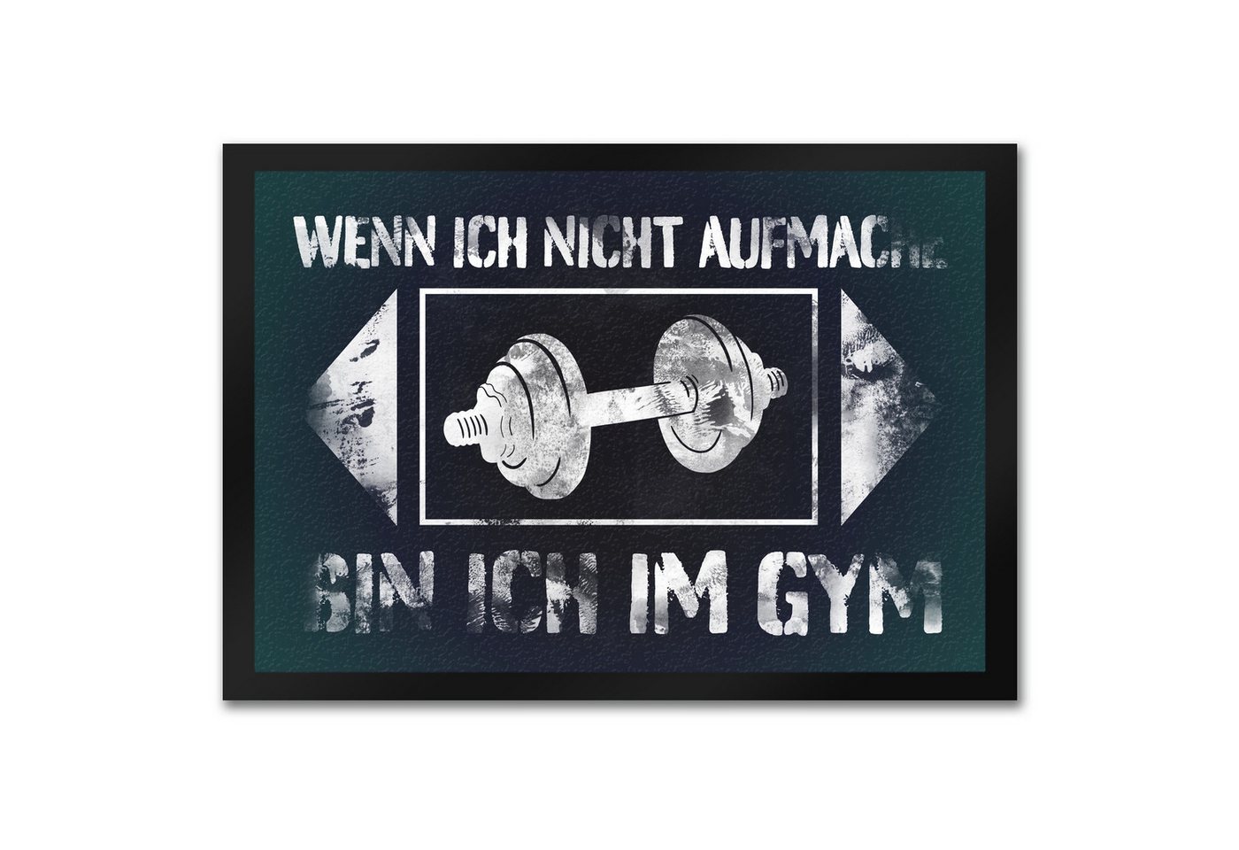 Fußmatte Wenn ich nicht aufmache bin ich im Gym Fußmatte in 35x50 cm mit Hantel, speecheese von speecheese