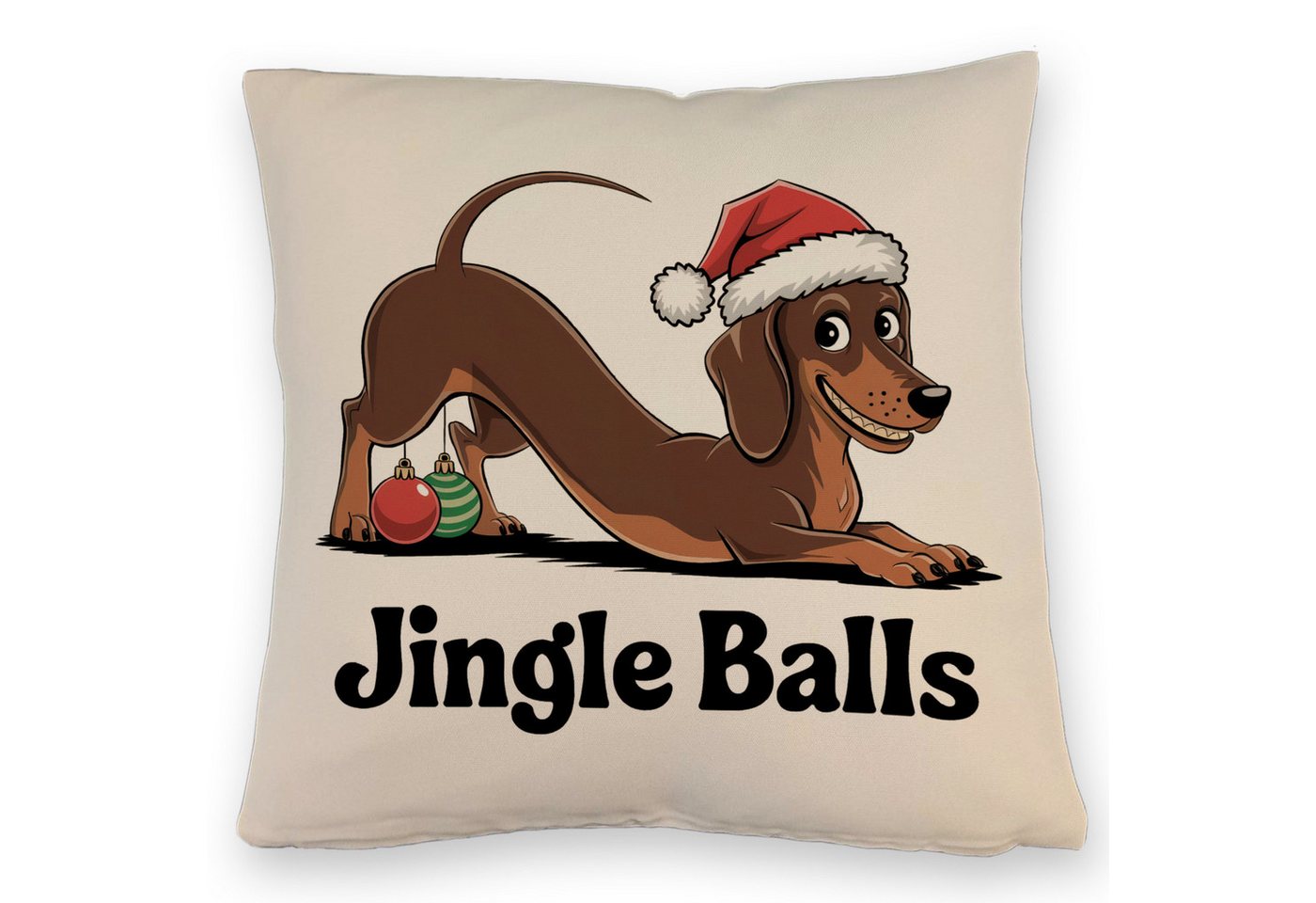 speecheese Dekokissen Dackel Weihnachten Jingle Balls Kissen mit Leinenoptik speecheese Dekokissen Dackel Weihnachten Jingle Balls Kissen mit Leinenoptik von speecheese