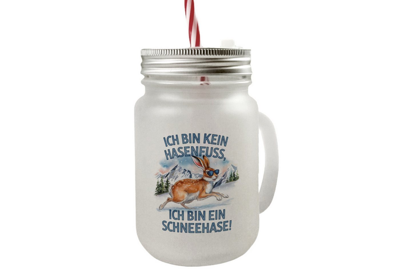 speecheese Glas Alpenschneehase mit Sonnenbrille Mason Jar Henkel Trinkglas Deckel speecheese Glas Alpenschneehase mit Sonnenbrille Mason Jar Henkel Trinkglas Deckel von speecheese