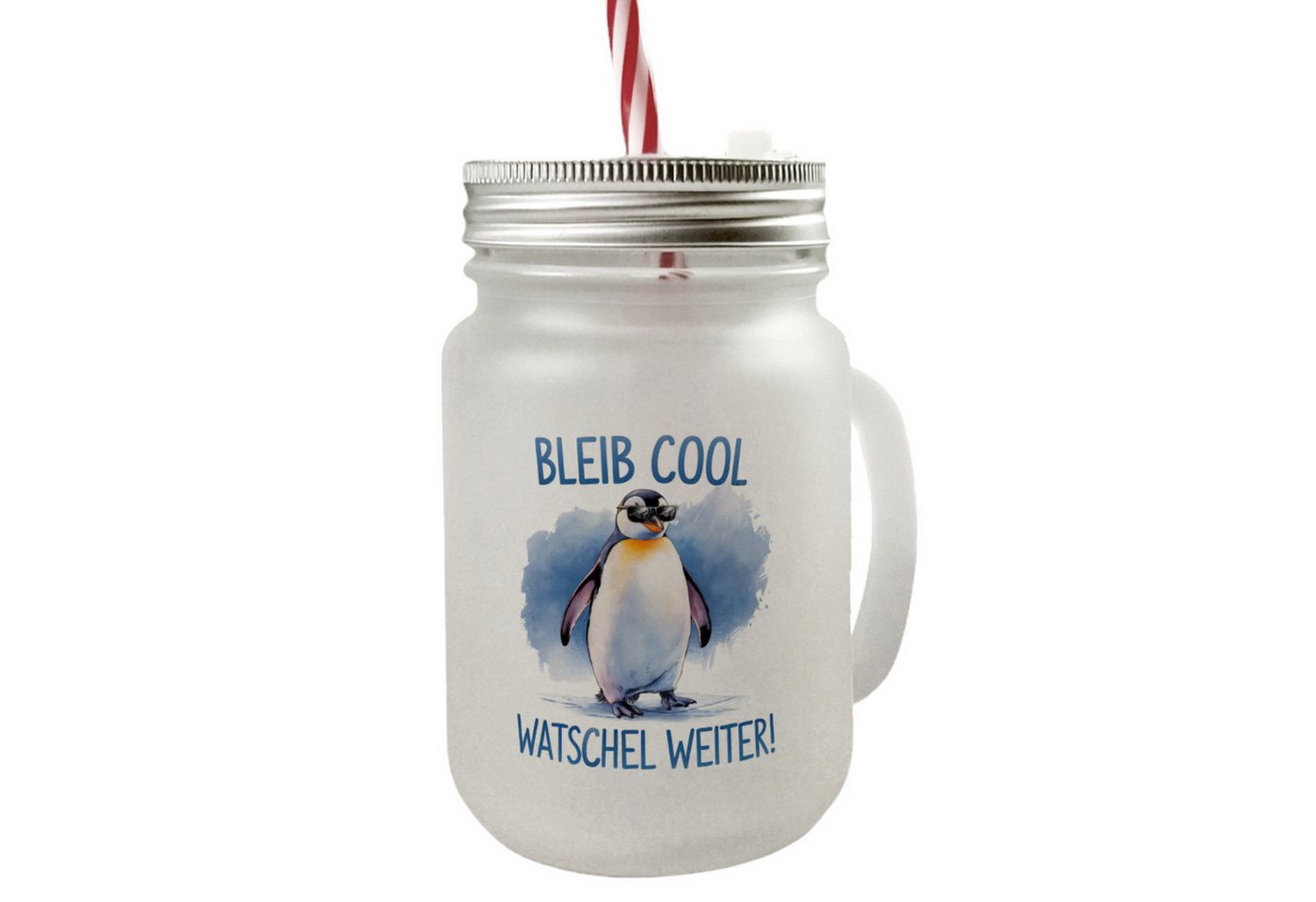 speecheese Glas Pinguin mit Sonnenbrille Bleib cool Mason Jar Henkel Trinkglas Deckel speecheese Glas Pinguin mit Sonnenbrille Bleib cool Mason Jar Henkel Trinkglas Deckel von speecheese