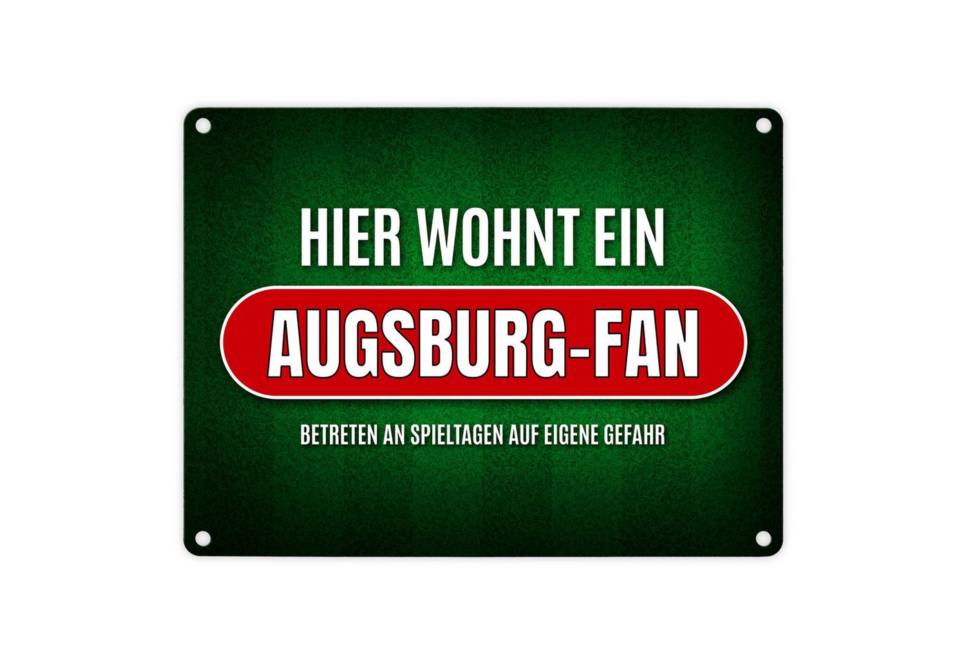speecheese Metallschild Hier wohnt ein Augsburg Fan Metallschild mit Rasen Motiv Fußball Tor speecheese Metallschild Hier wohnt ein Augsburg Fan Metallschild mit Rasen Motiv Fußball Tor von speecheese