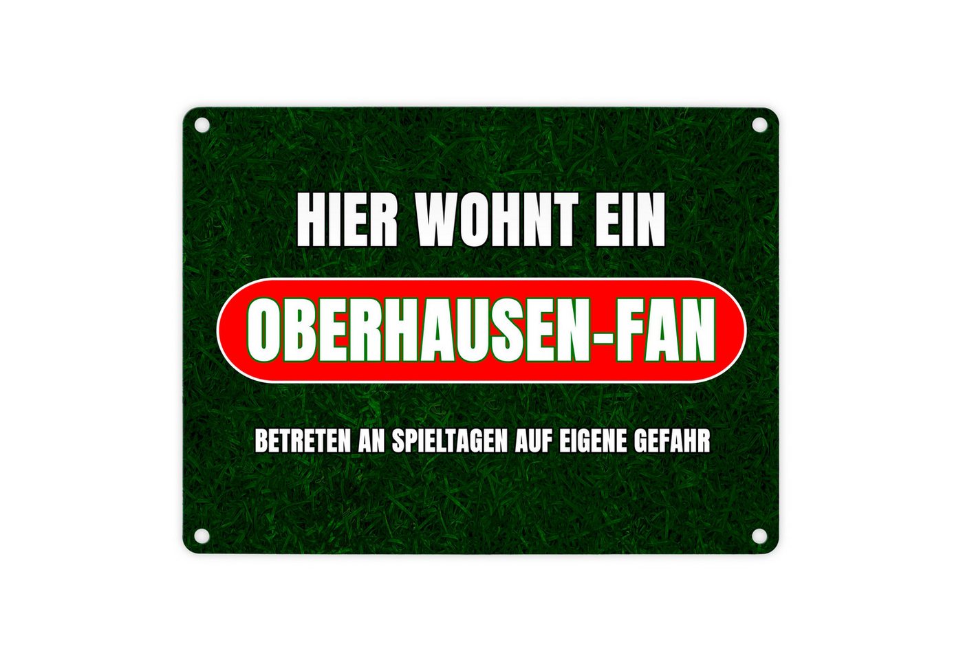 speecheese Metallschild Hier wohnt ein Oberhausen-Fan Metallschild in 15x20 cm mit Rasenmotiv speecheese Metallschild Hier wohnt ein Oberhausen-Fan Metallschild in 15x20 cm mit Rasenmotiv von speecheese