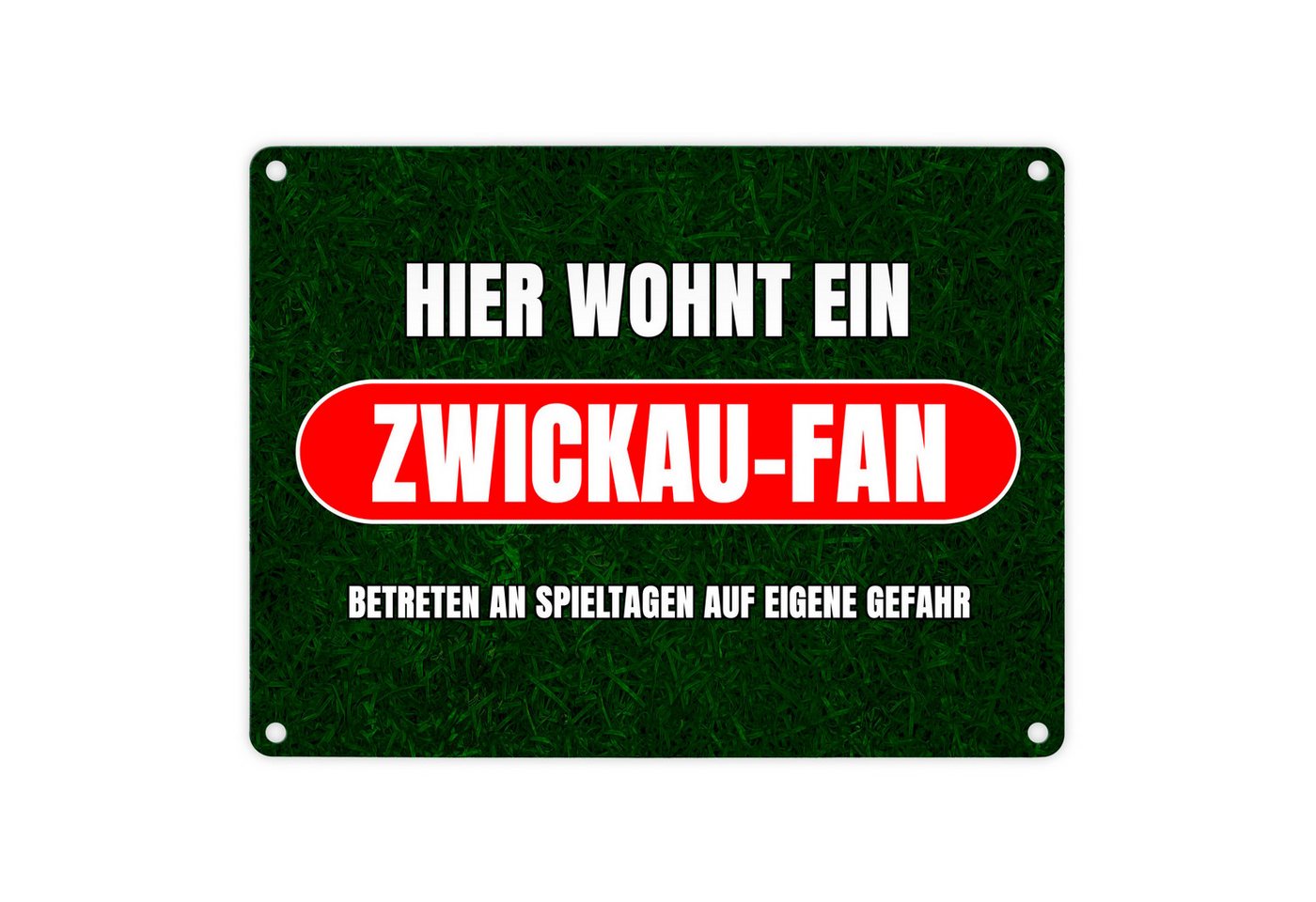 speecheese Metallschild Hier wohnt ein Zwickau-Fan Metallschild in 15x20 cm mit Rasenmotiv speecheese Metallschild Hier wohnt ein Zwickau-Fan Metallschild in 15x20 cm mit Rasenmotiv von speecheese