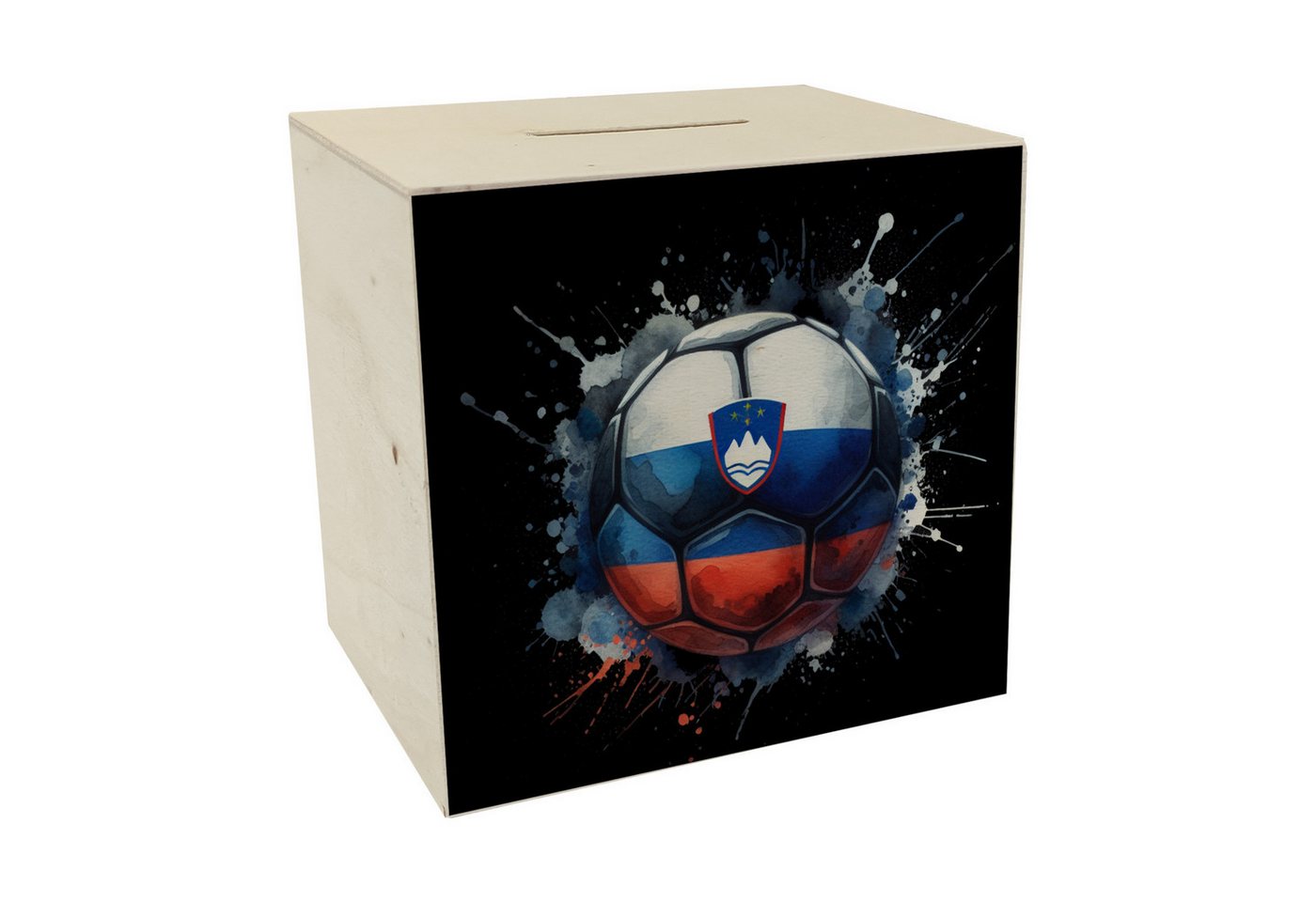 speecheese Spardose Fußball Slowenien Flagge Spardose aus Holz speecheese Spardose Fußball Slowenien Flagge Spardose aus Holz von speecheese