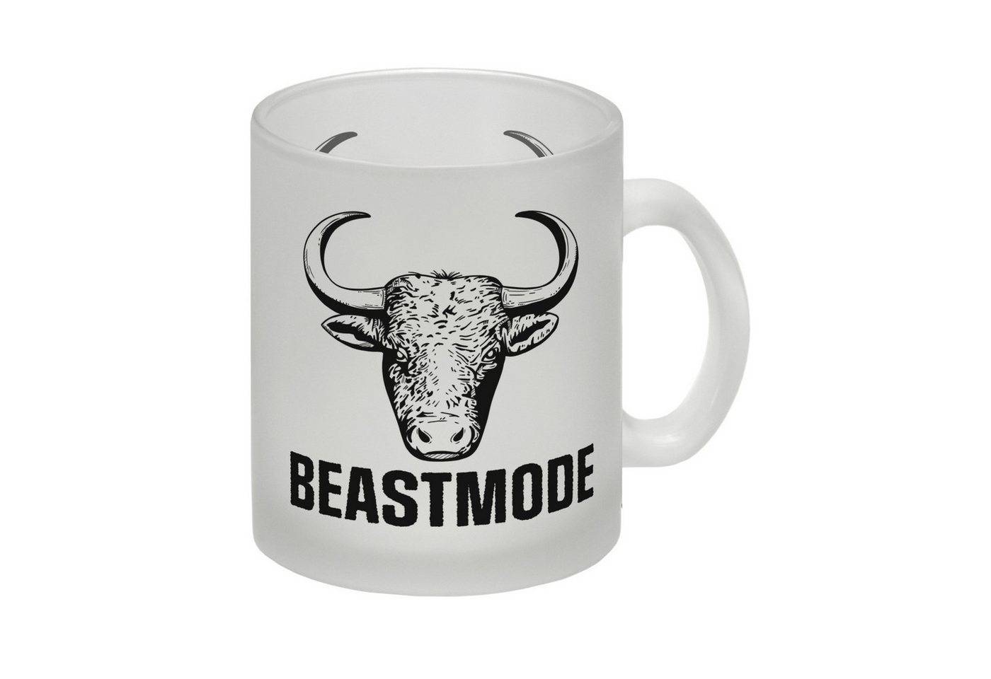 speecheese Tasse Beastmode Fitness Glas Tasse mit Stier speecheese Tasse Beastmode Fitness Glas Tasse mit Stier von speecheese