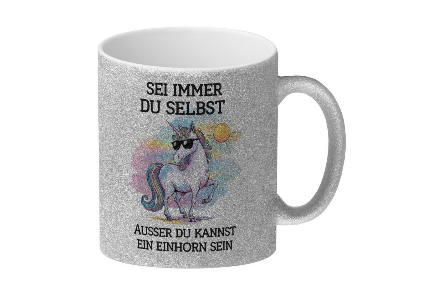speecheese Tasse Einhorn mit Sonnenbrille Glitzer-Kaffeebecher Sei ein Einhorn speecheese Tasse Einhorn mit Sonnenbrille Glitzer-Kaffeebecher Sei ein Einhorn von speecheese