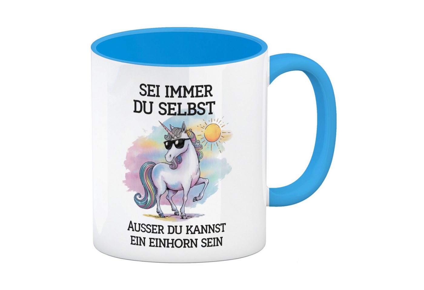 speecheese Tasse Einhorn mit Sonnenbrille Kaffeebecher in hellblau Sei ein Einhorn speecheese Tasse Einhorn mit Sonnenbrille Kaffeebecher in hellblau Sei ein Einhorn von speecheese